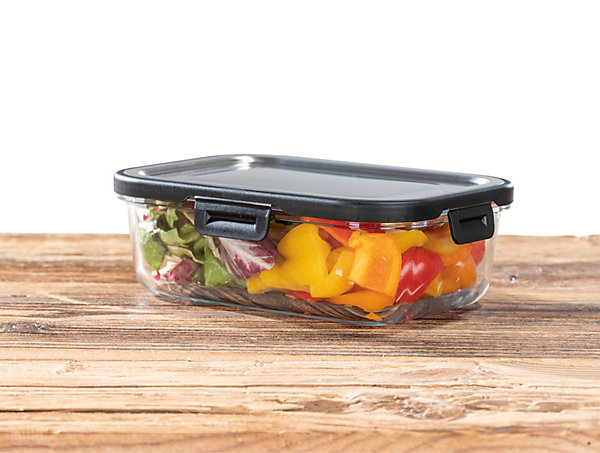 Boîte de conservation en verre avec couvercle en inox Steel 1 L