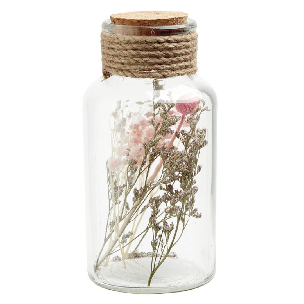 Bocal en verre intérieur fleurs séchées