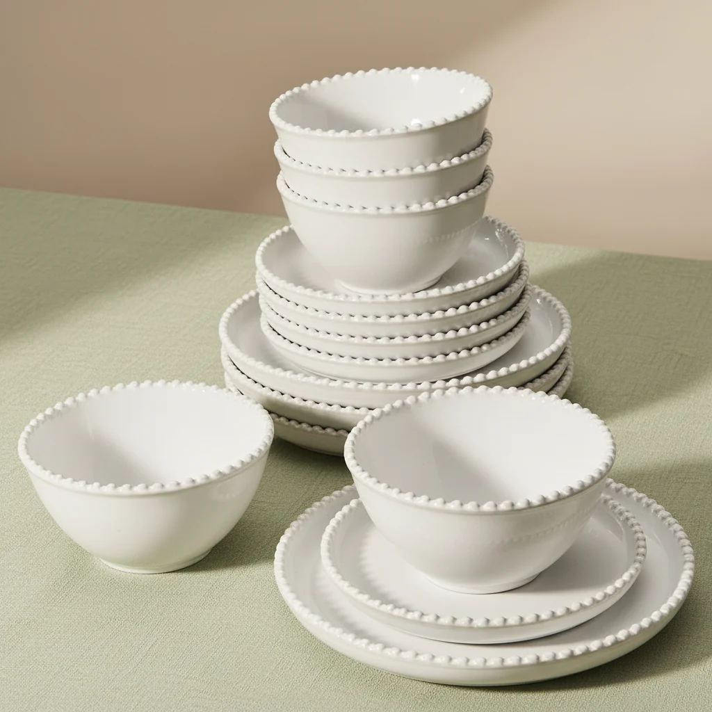 Lumira White 12 Piece Dinnerware Set, Service for 4