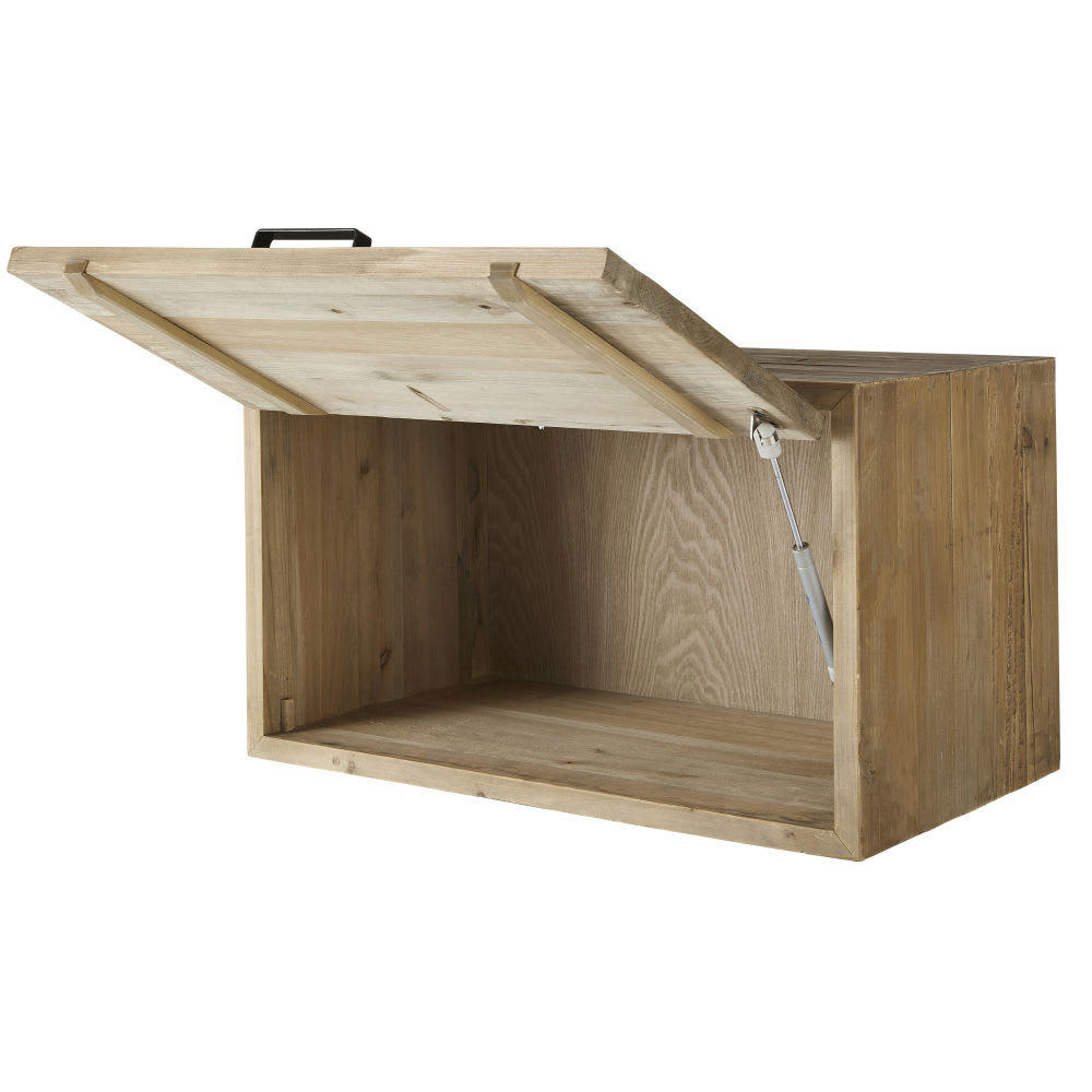 Aubagne - Meuble haut de cuisine 1 porte en pin recyclé effet vieilli