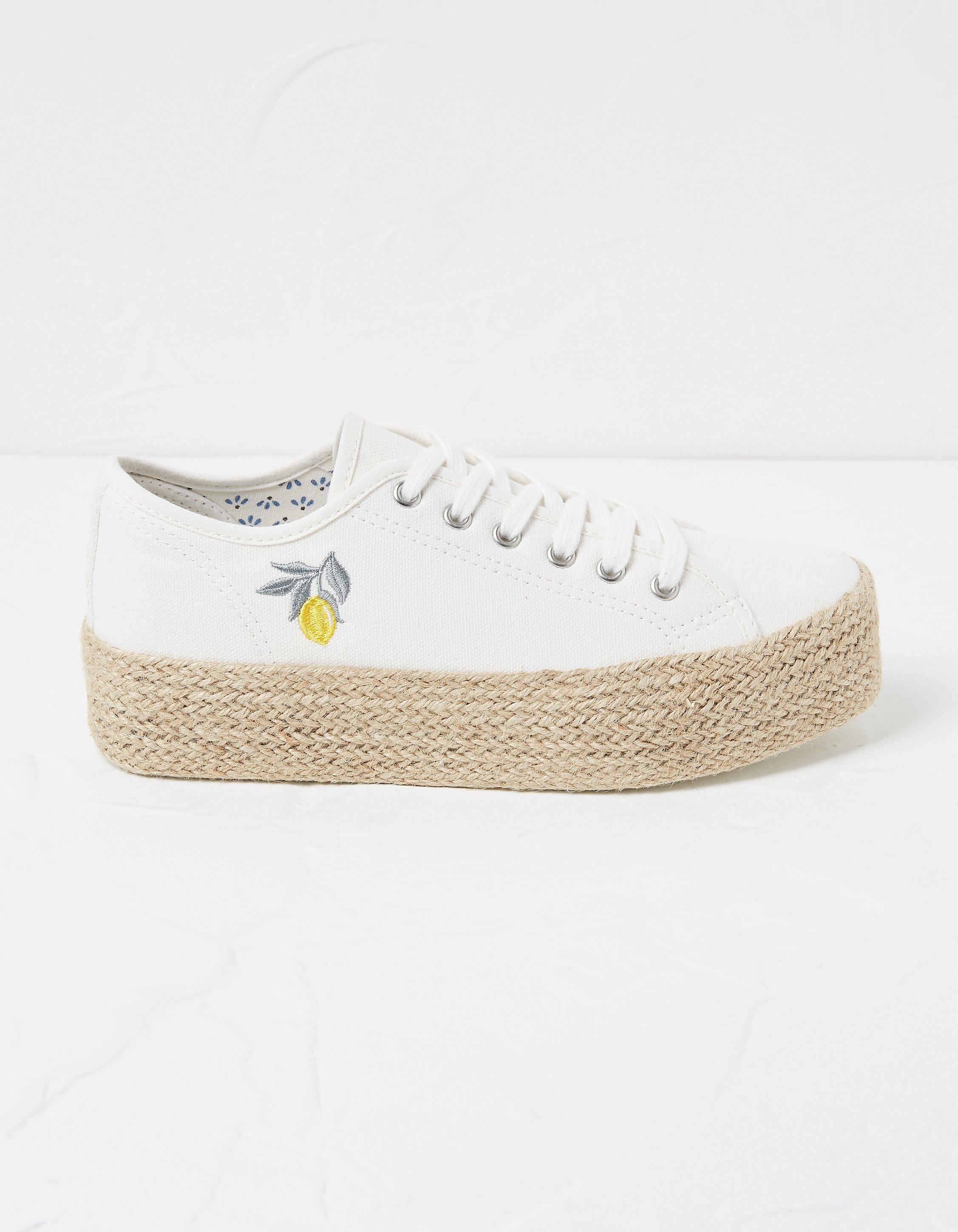 Francesca Lemon Jute Platform Trainers