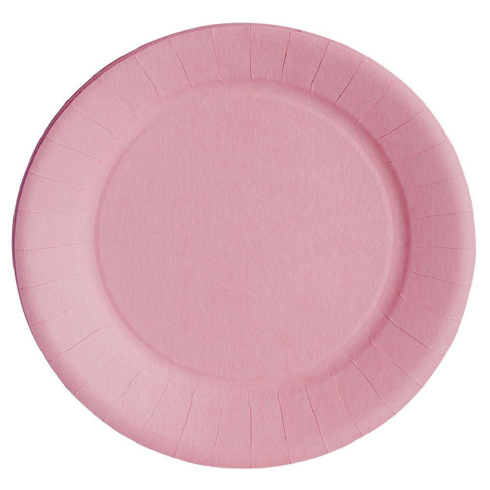 Lot de 10 assiettes en carton rose nude Ø18 cm