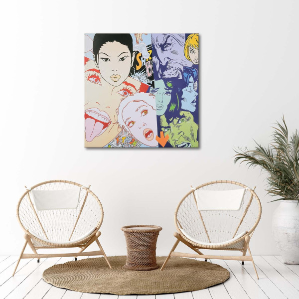 Feeby Obraz na płótnie Komiksowe twarze pop art 30x30