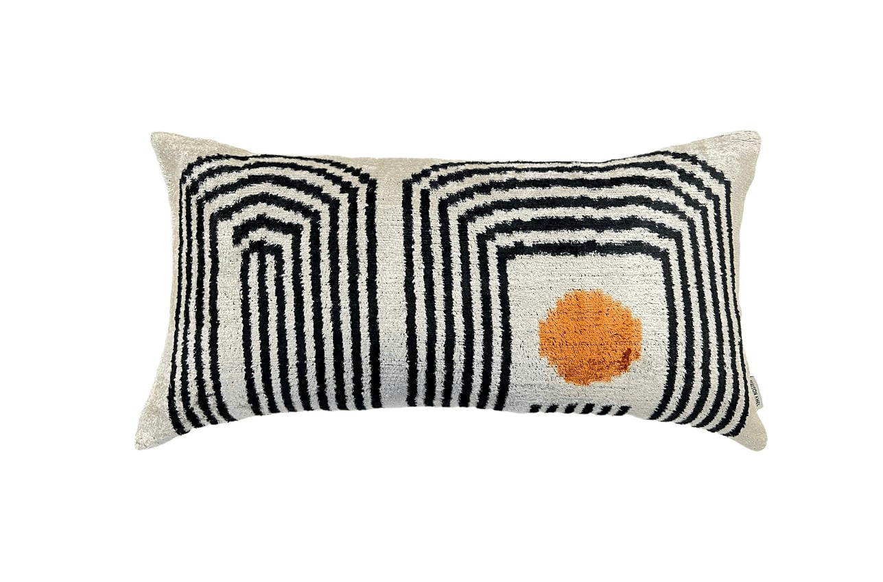 - Housse de coussin velours soie ikat   30x60 multicouleur