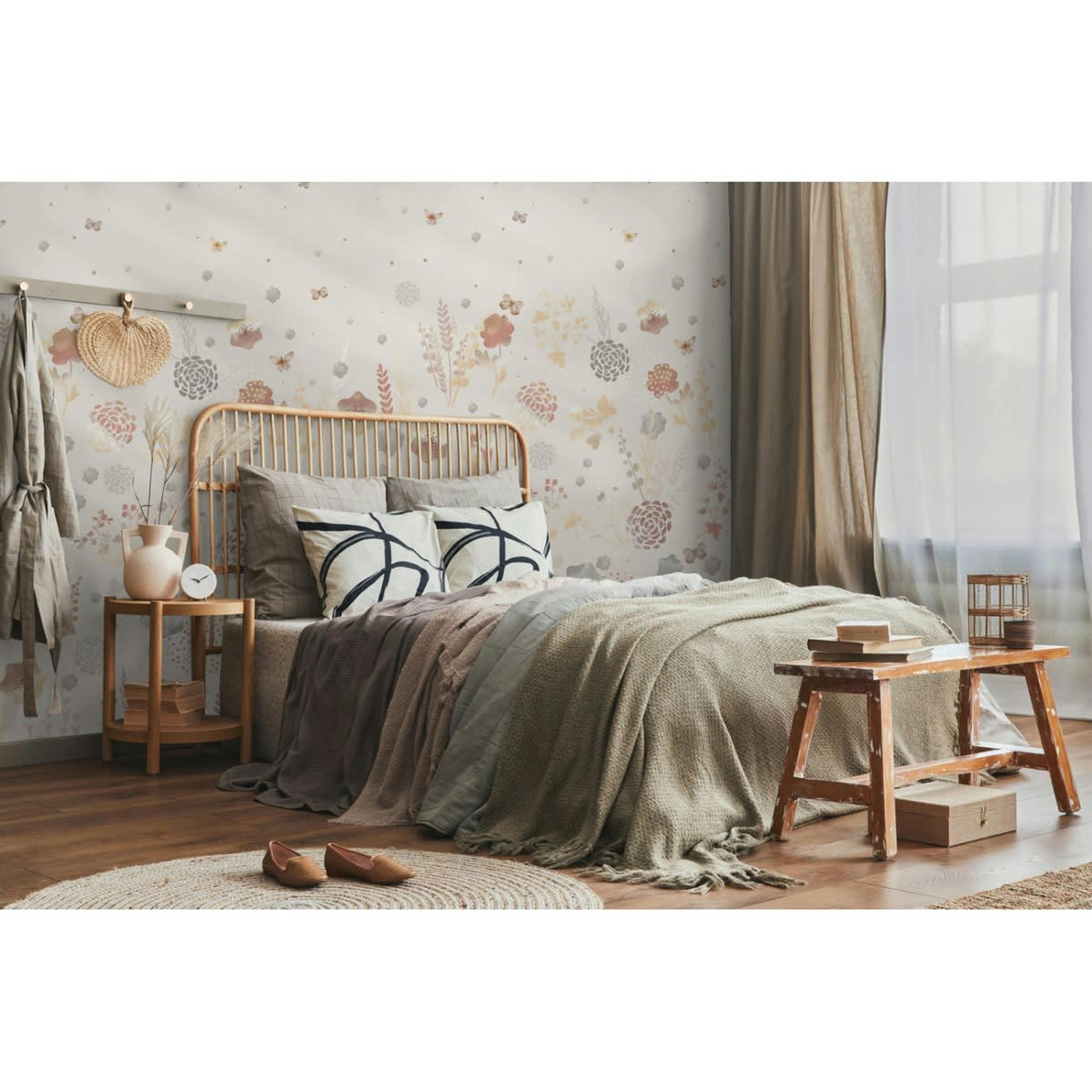 CAPUCINE - Papier peint panoramique motif floral Multicolore 192x270cm
