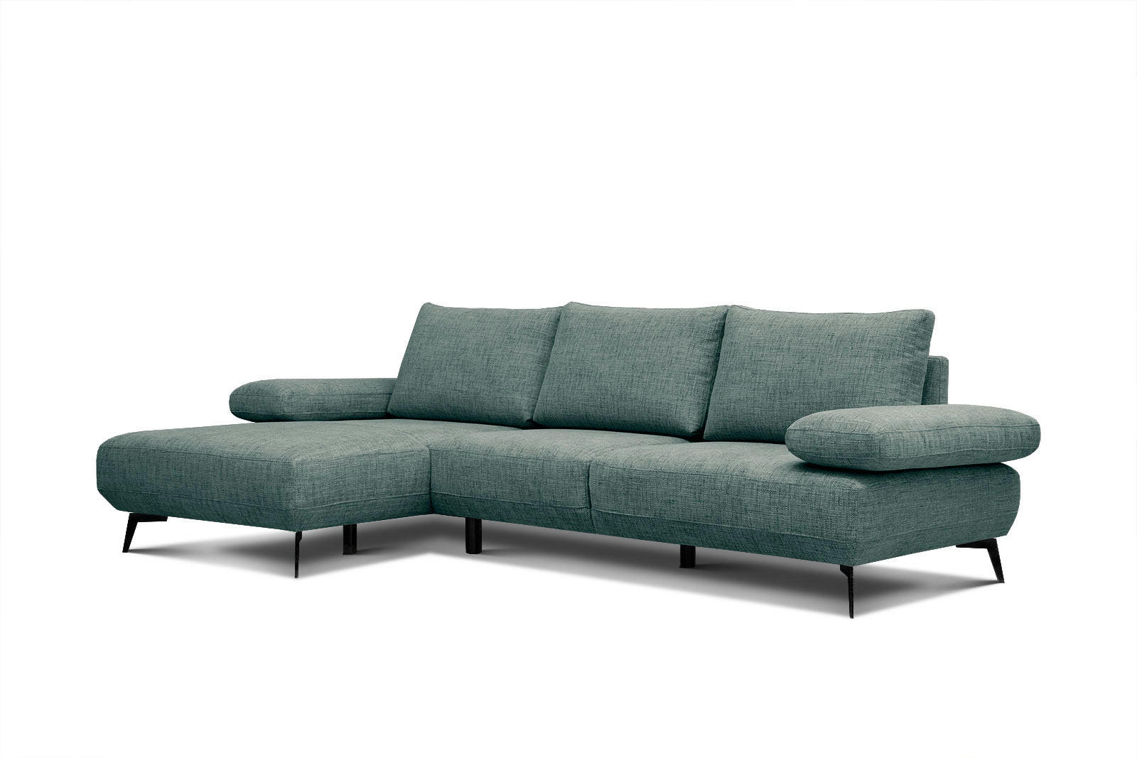 MELLO - Canapé d'angle gauche 4 places tissu vert de flacon