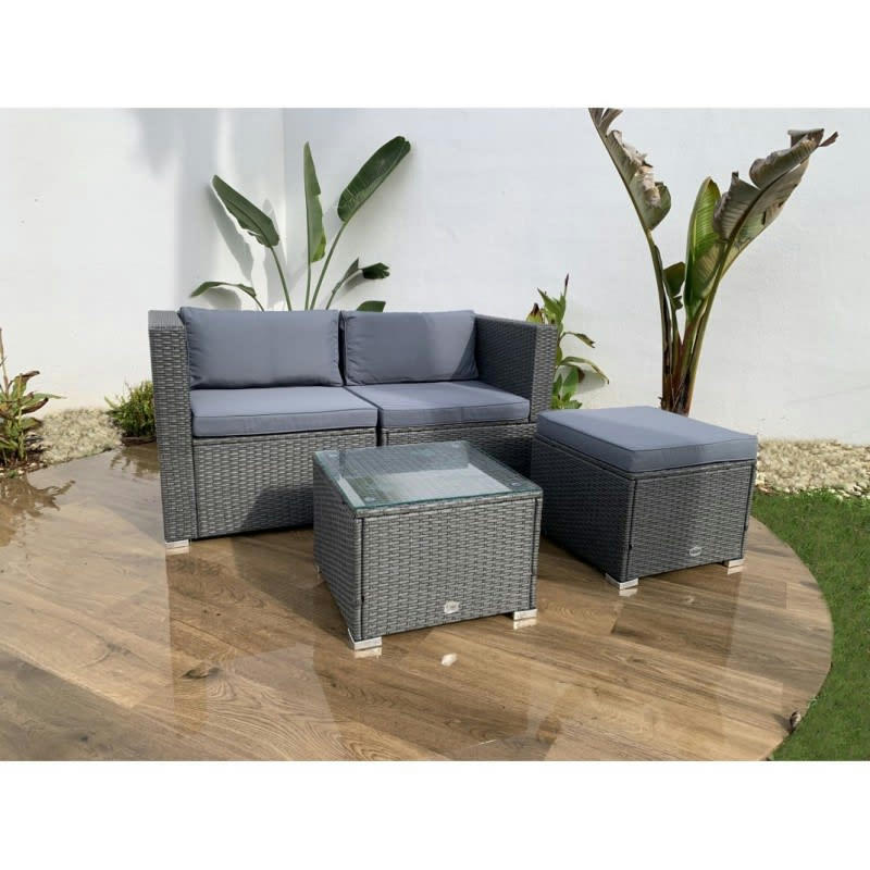 BAHAMAS - Ensemble de canapé de jardin gris 2 places