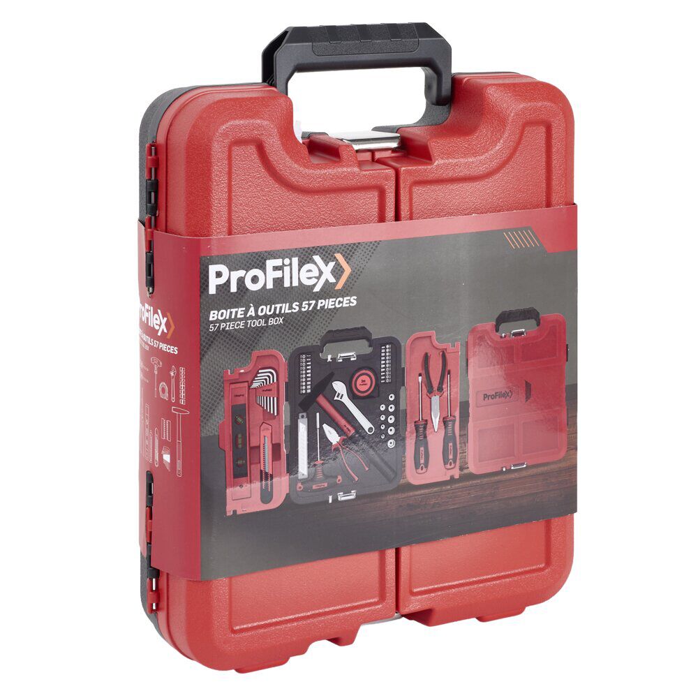 Mallette à outils 57 pièces Profilex rouge et noire