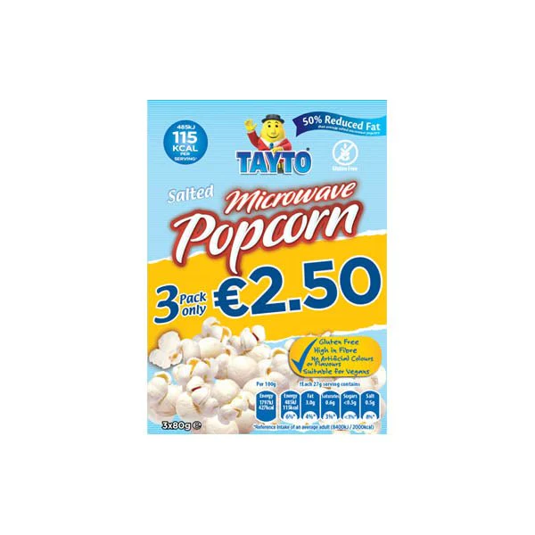 Tayto Microwave Popcorn Salted Low Fat 3