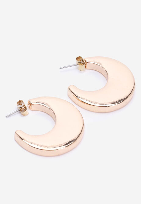 Womens Gold Chunky Drop Hoop Earrings