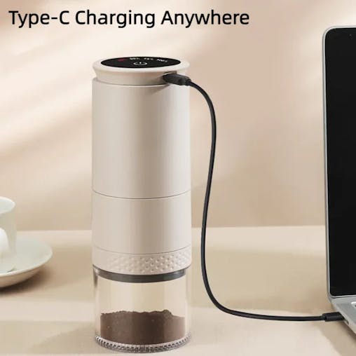 NNEOBA Rechargeable Coffee Grinder 38 Level Adjustable Conical Burr White