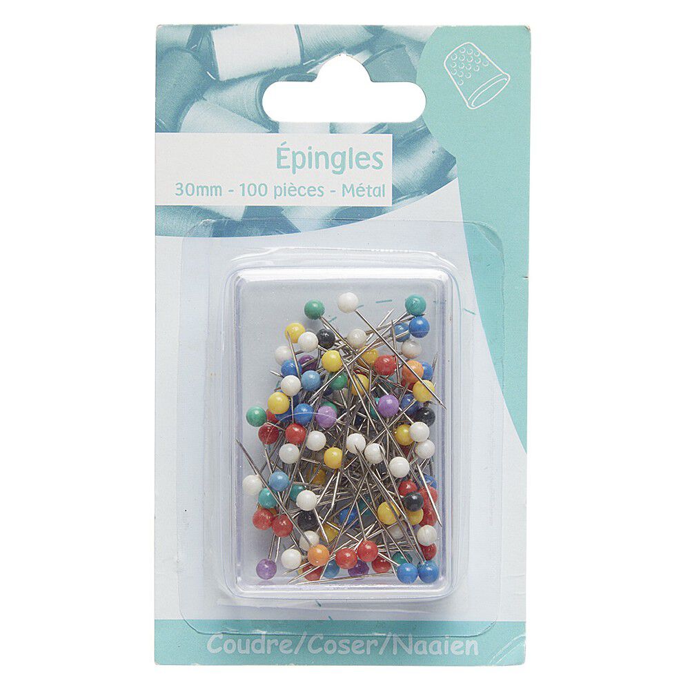 épingle à tête x100 multicolores
