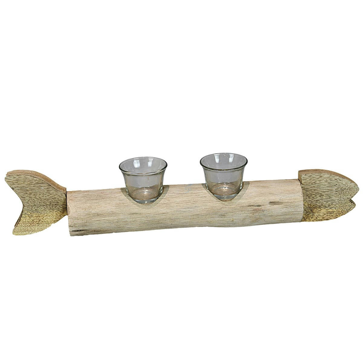 CALANQUES - Photophore artisanal en forme poisson 46cm  naturel 46x7x9 cm