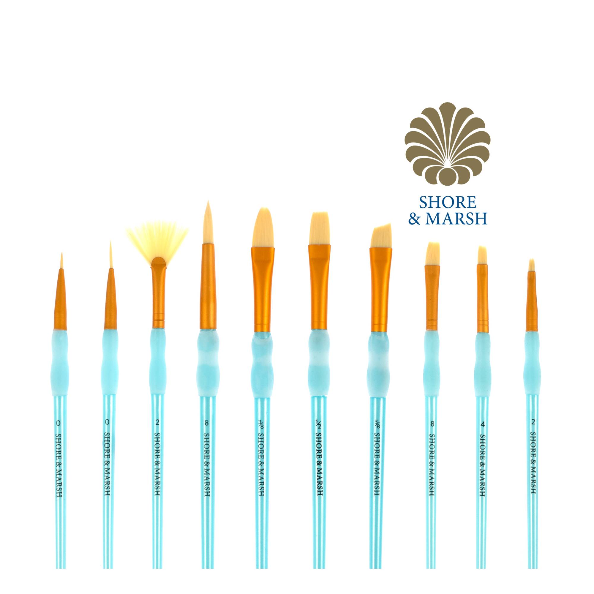 Shore & Marsh Synthetic Grip Brushes 10 Pack