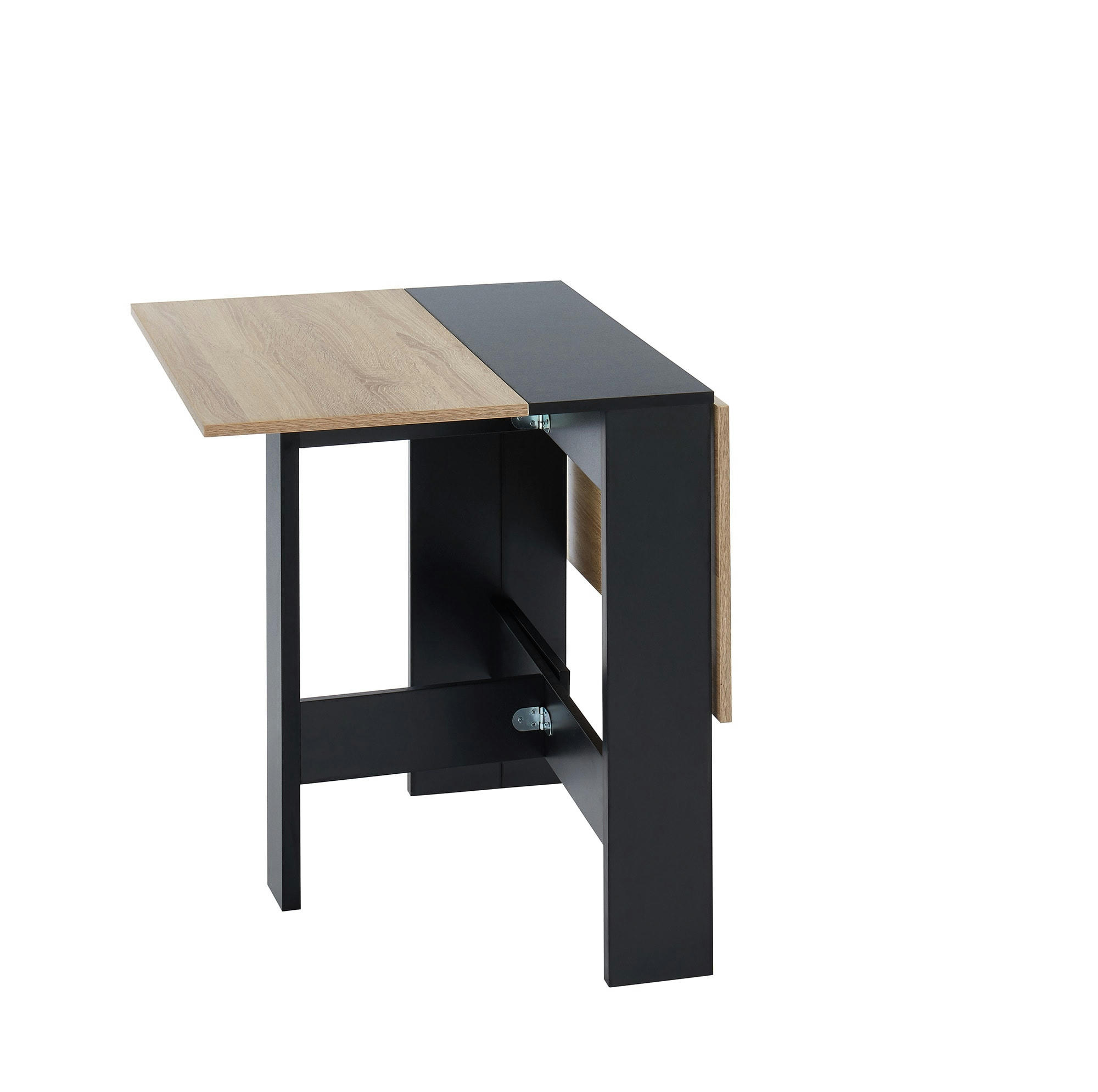 JUNO - Table pliable   noir et effet bois et chêne  104cm