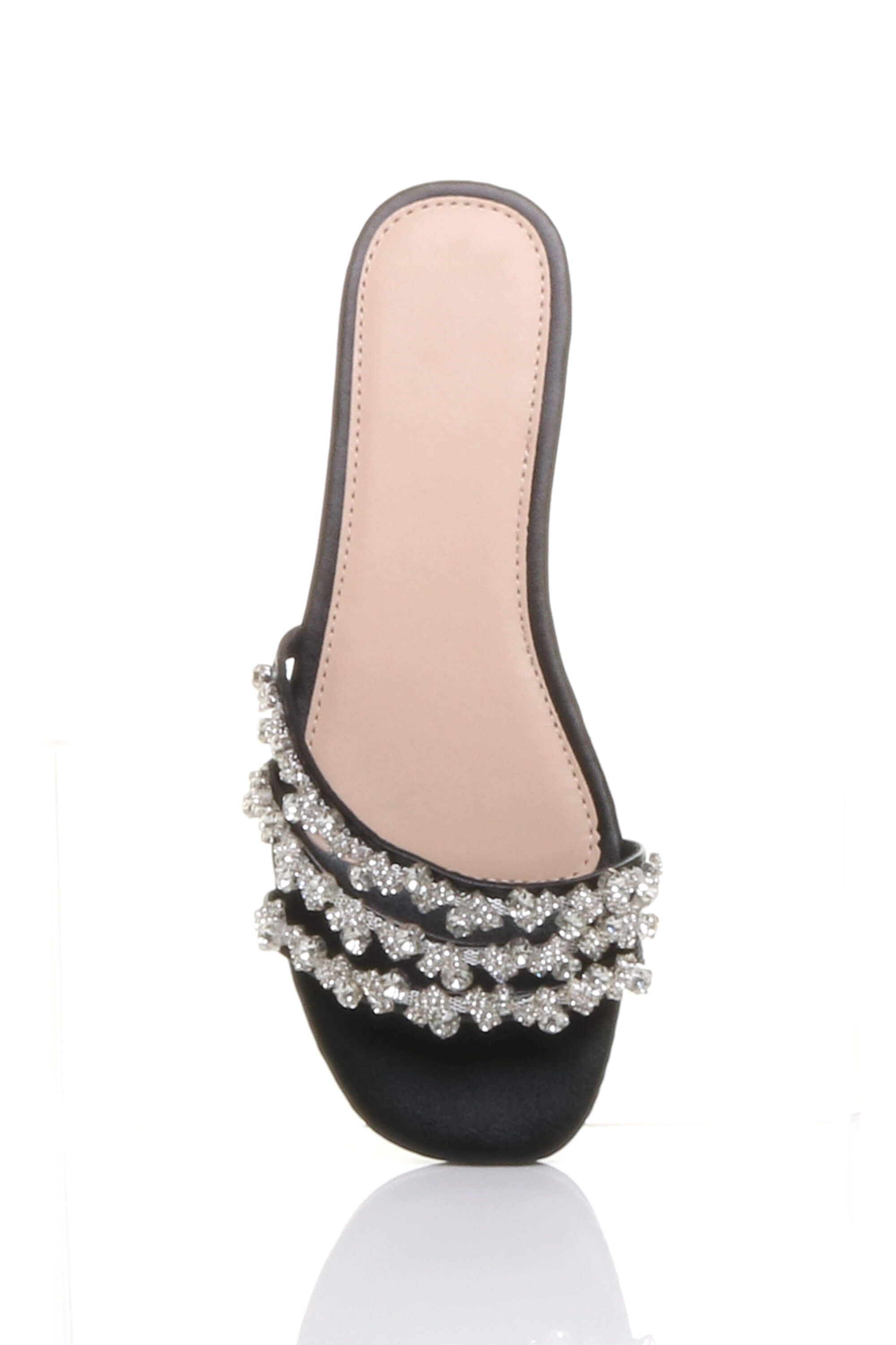 AJVANI Flat Diamante Sparkly Flip Flops Sliders Sandals