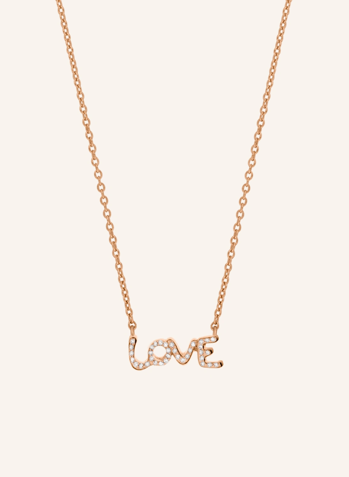 Leaf Halskette TINY LOVE aus 14 Karat Roségold mit Diamanten