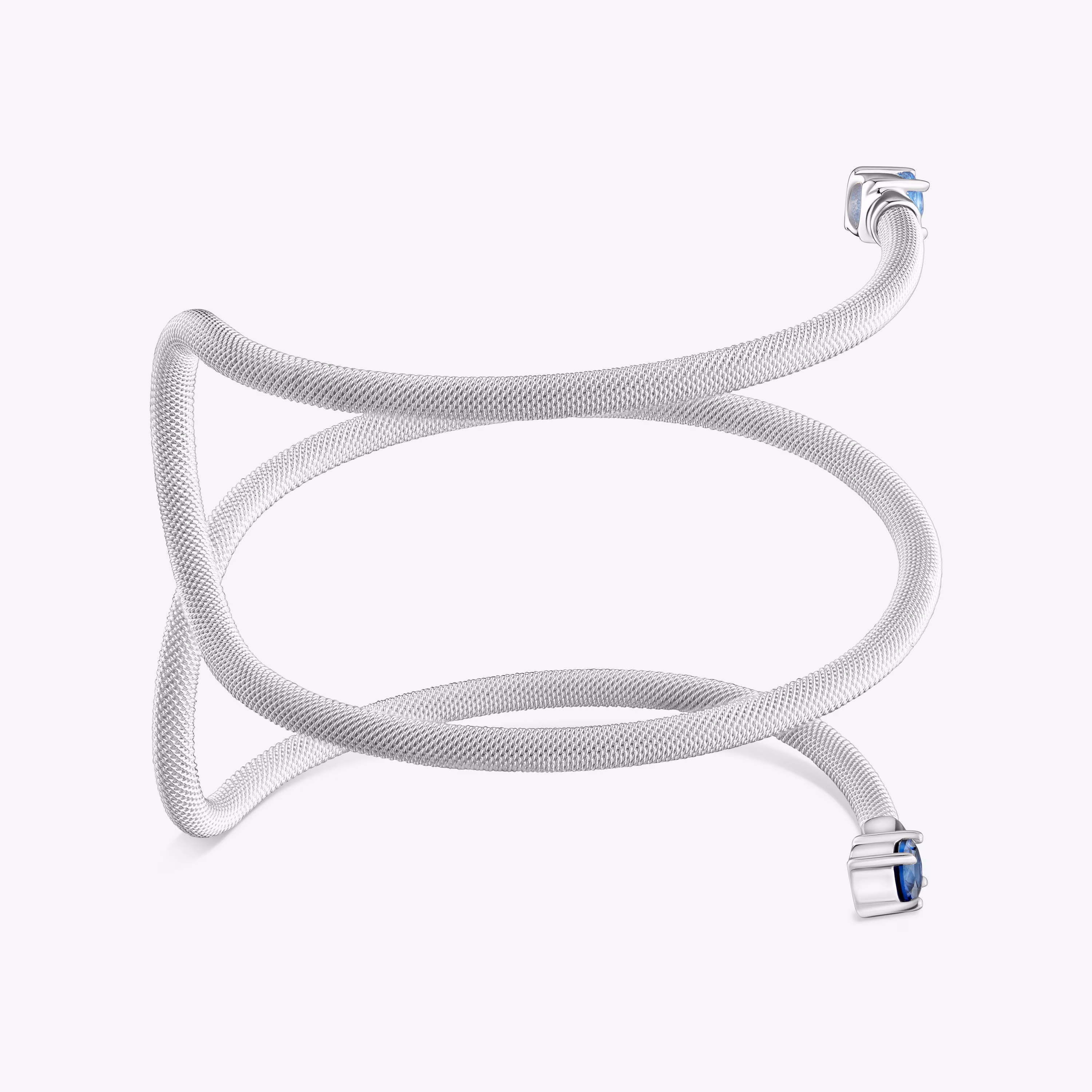 Pulsera esclava de plata doble y gemas creadas en laboratorio TOUS Mesh LGG