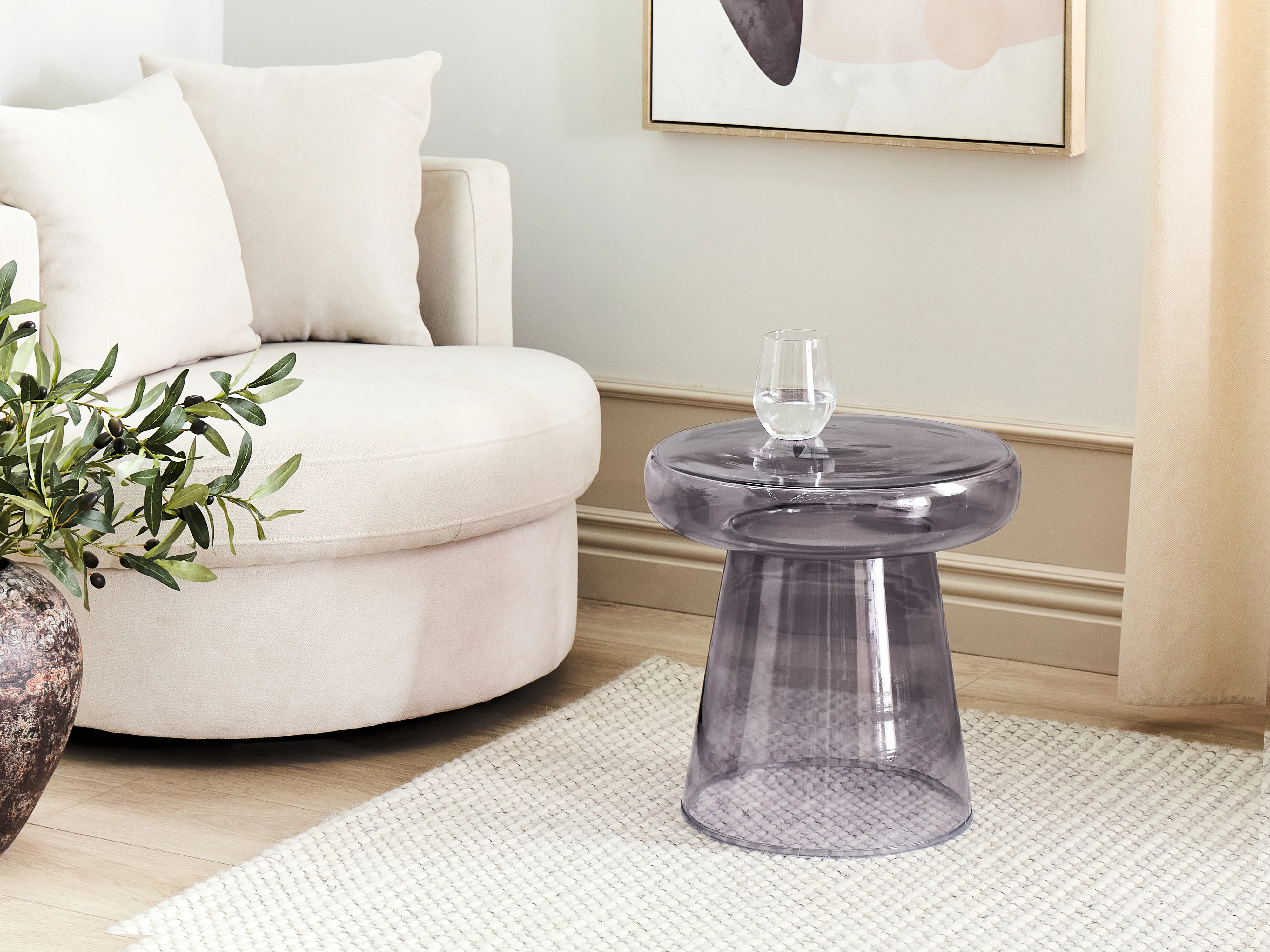 Side Table CALDERA Glass Grey