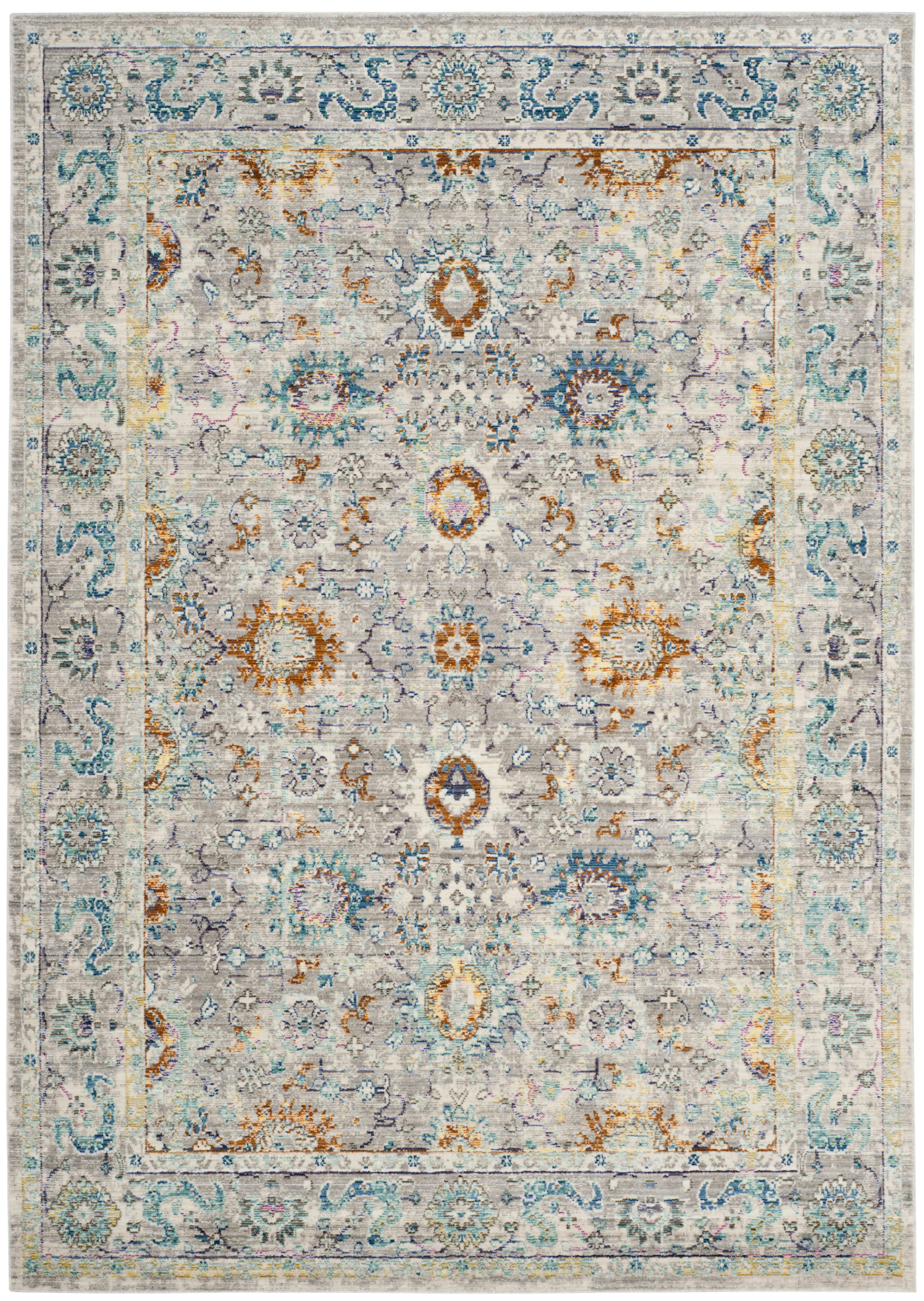 MYSTIQUE - Tapis de salon interieur en gris & multicolore, 152 x 244 cm