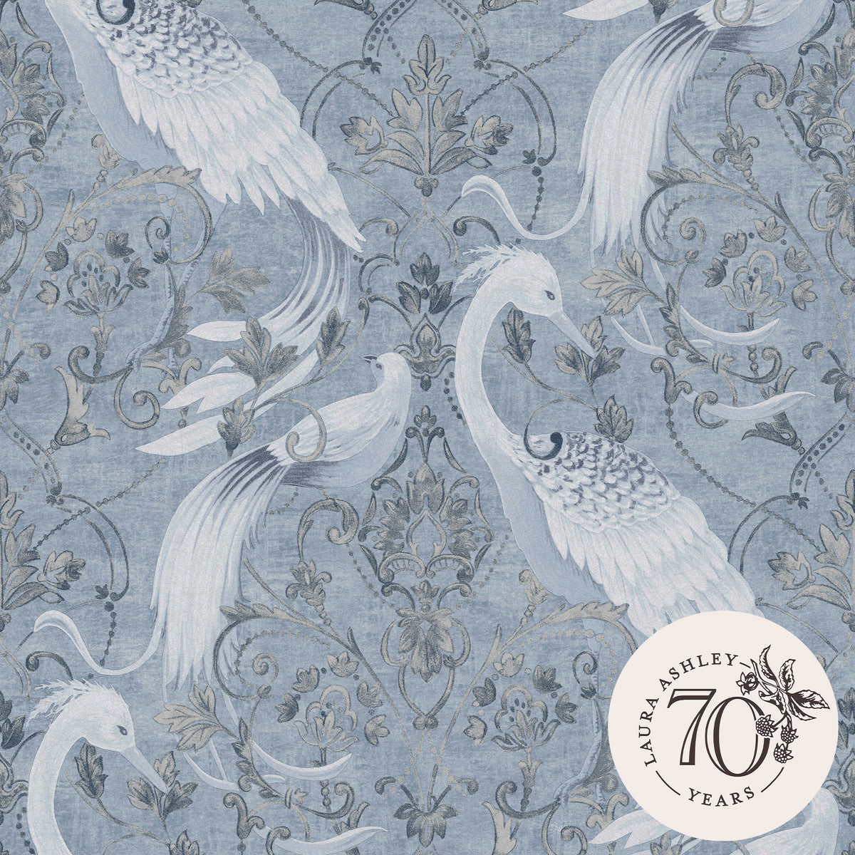 Laura Ashley Vliesbehang - Tregaron Midnight Blue - Blauw 10mx52cm