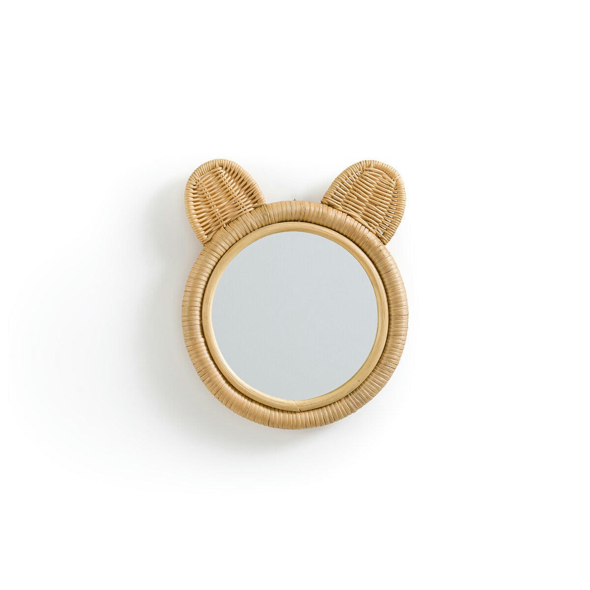Miroir en rotin tête d'ours ø25cm, Nogu