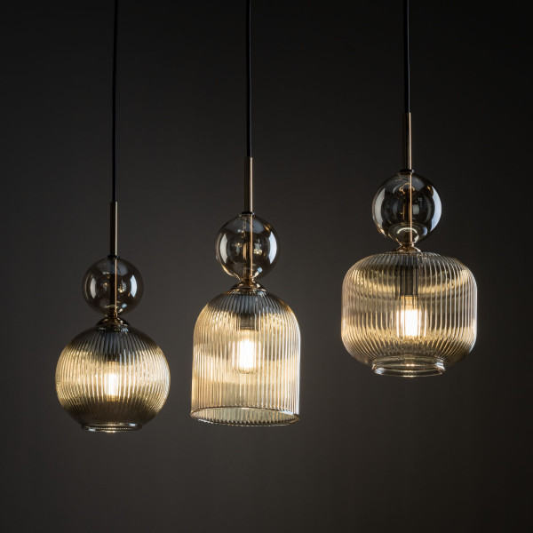 Lampa Wisząca Tk Lighting Sophia Koniakowy Ryflowany Klosz Listwa 3Xe14