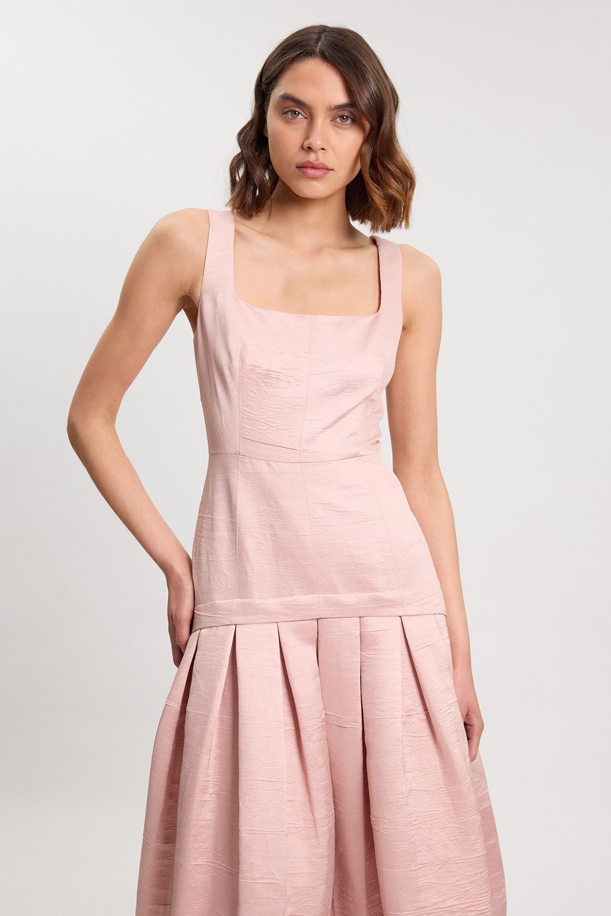 KarenMillen Textured Tailored Twill Full Skirt Midi Dress