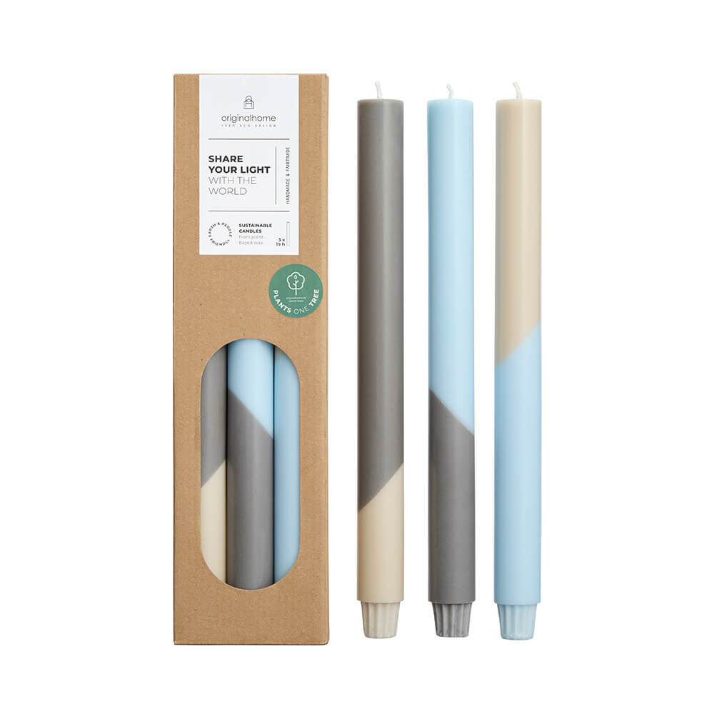 Originalhome dinerkaarsen diagonaal Winter - 30 cm - set van 3