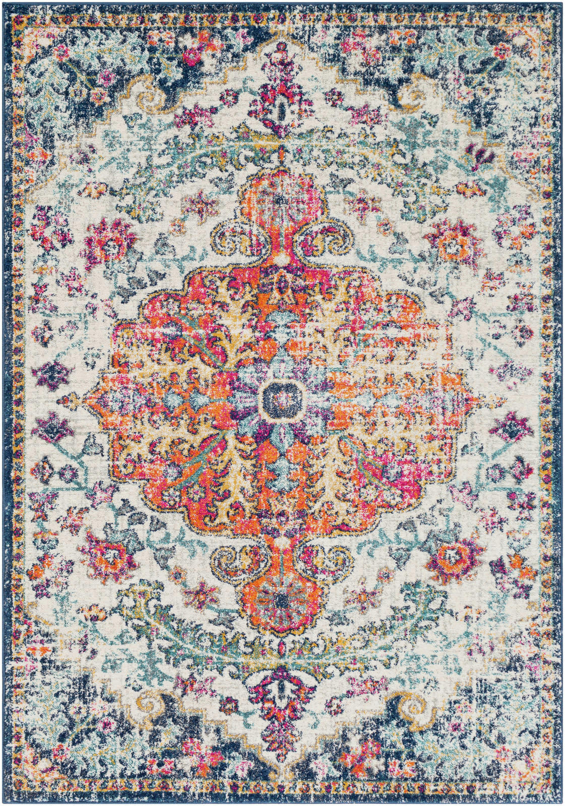 LOU - Tapis Vintage Oriental Multicolore/Orange 120x170