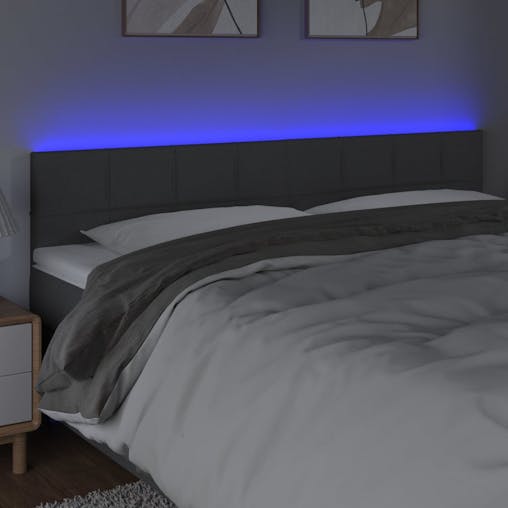 NNEVL LED Headboard Dark Grey 160x5x78/88 cm Fabric