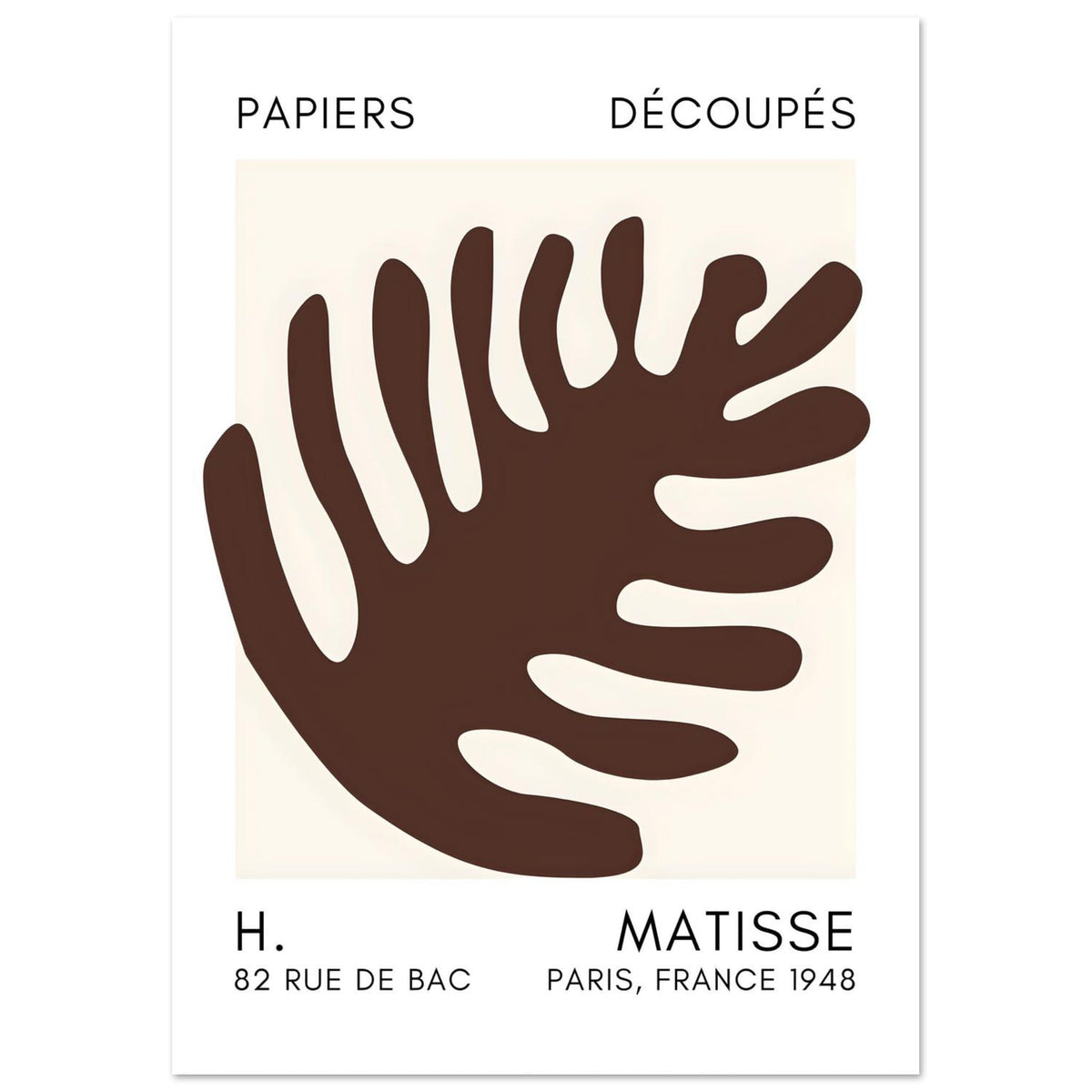 Artfulprints Poster Matisse – Coral bloom brown  - A4 21x29.7 cm - Bruin
