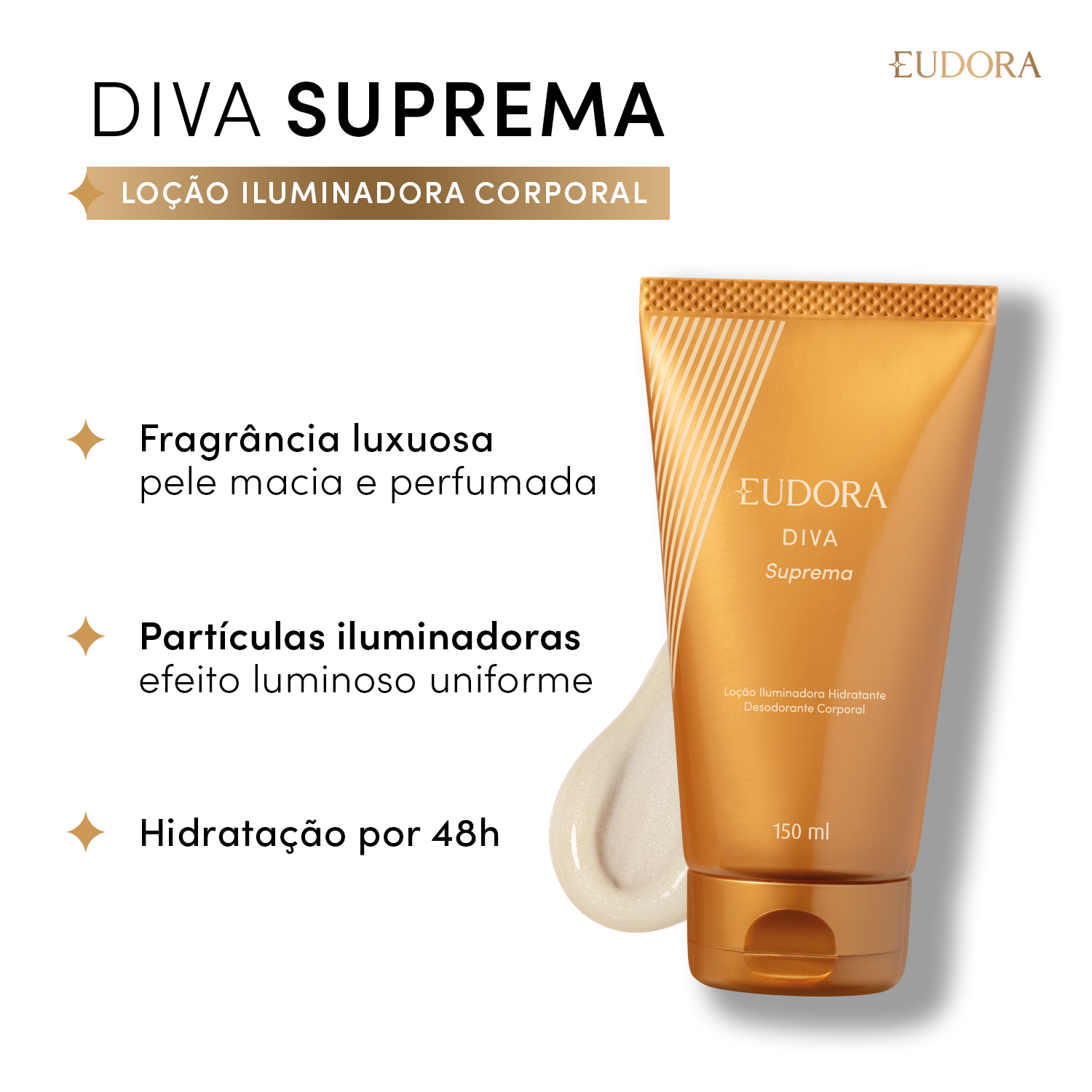 Loção Iluminadora Hidratante Desodorante Colônia Corporal Diva Suprema 150ml
