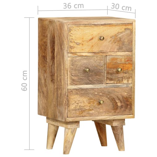 NNEVL Bedside Cabinet 36x30x60 cm Solid Mango Wood