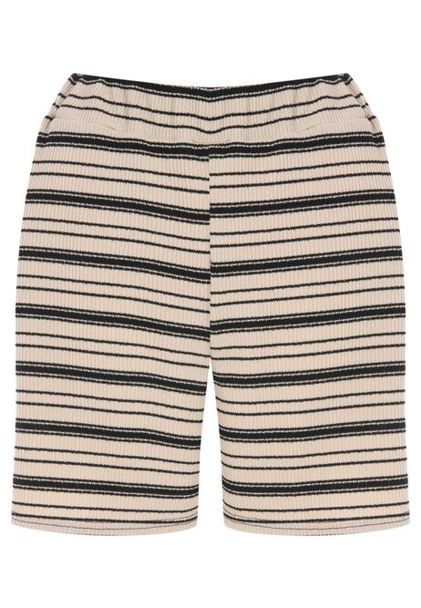 Womens Cream Stripe Textured Shorts