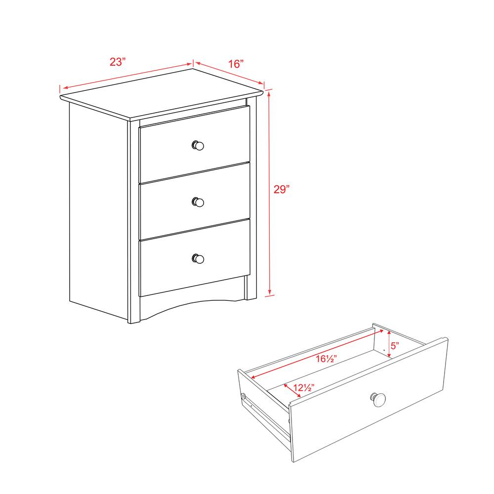 Prepac 3-Drawer Sonoma Tall Nightstand