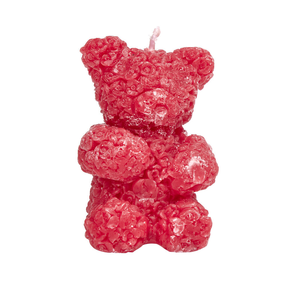 Bougie forme oursons relief fleurs 4x5xH6,5cm (2 modèles)