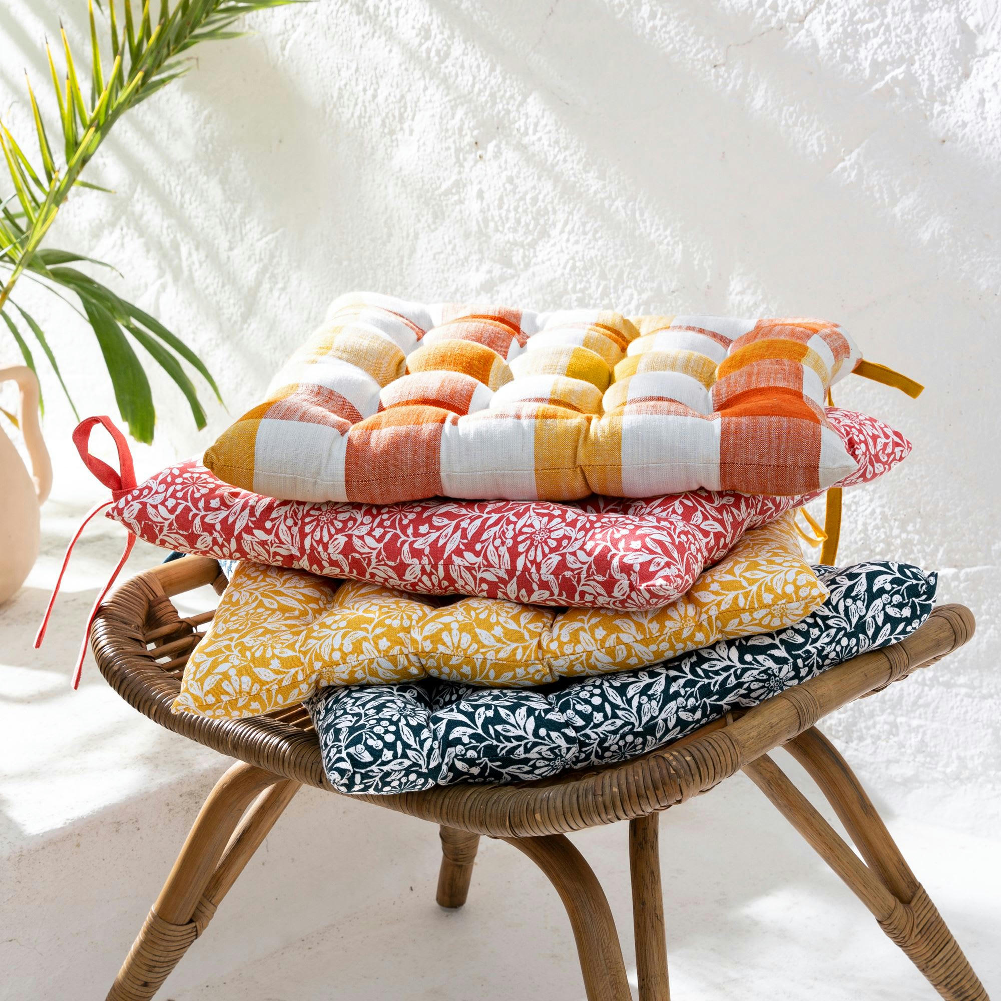 FLORA - Galette 40x40 orange corail en coton