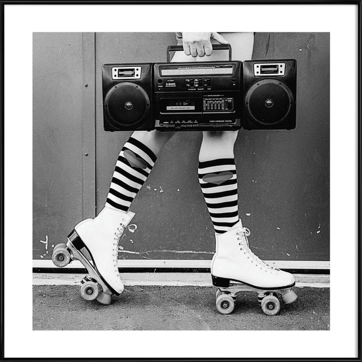 BOOMBOX - Affiche dans cadre standard (noir) blanc & gris 20x20