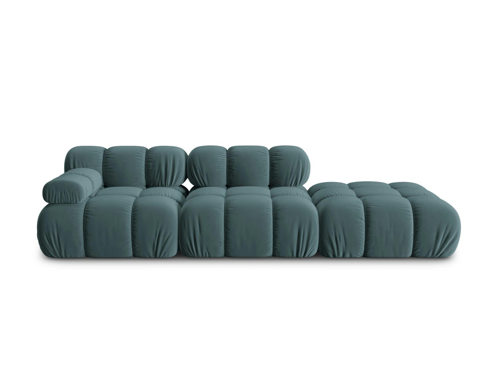 BELLIS - Canapé modulable droit 4 places en tissu velours pétrole
