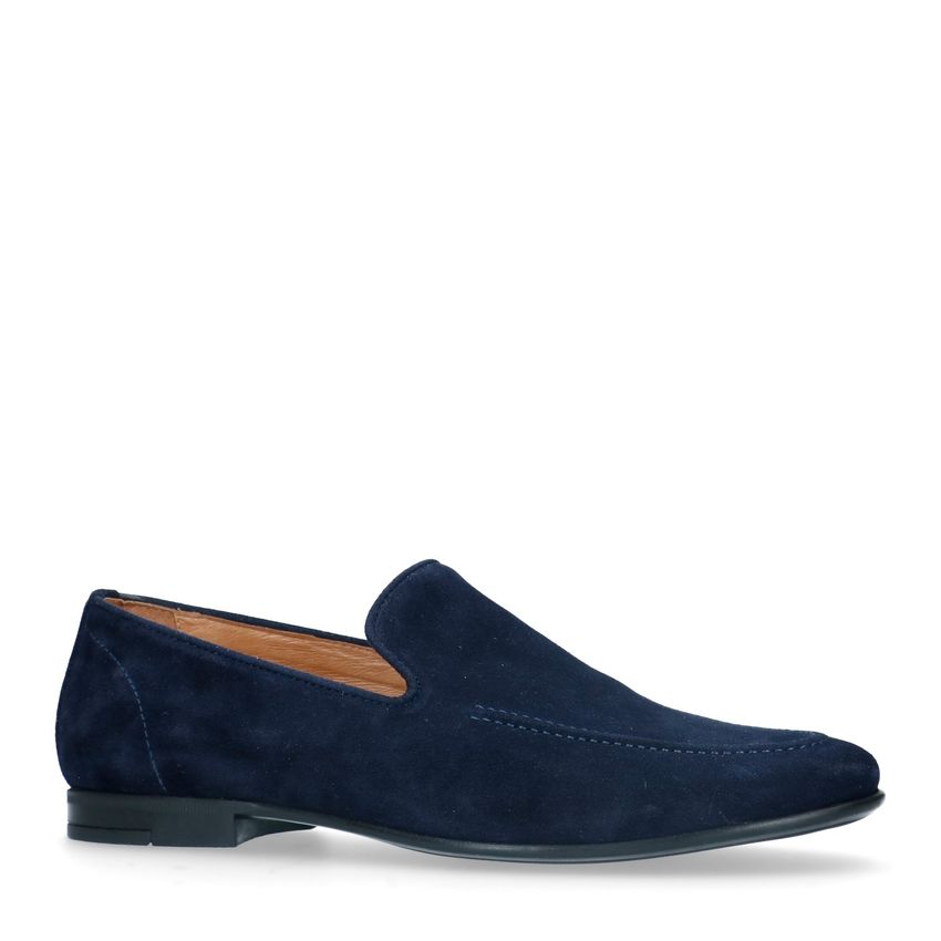 Manfield Blauwe suède loafers