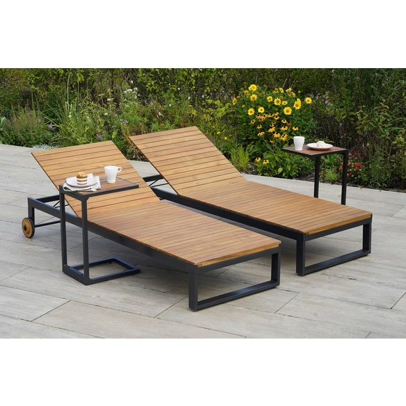 Gartenliegen-Set »Santorin«, 4-tlg., Aluminium/Akazie, natur