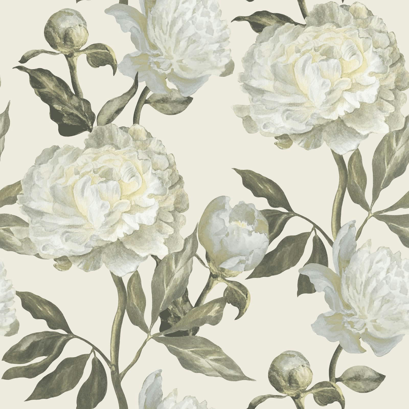 - papier peint fleurs vintage peony naturel 1005x52cm