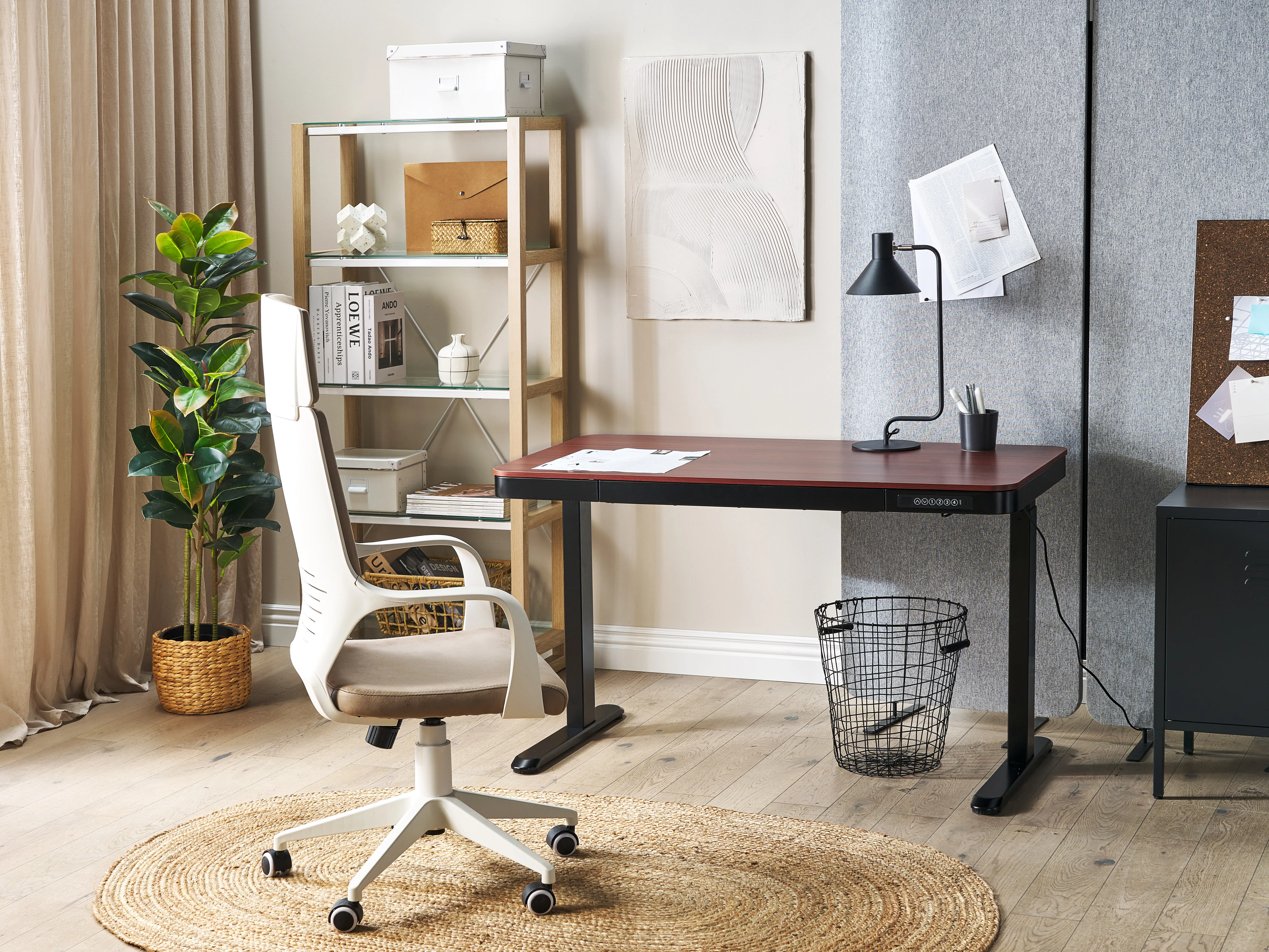 Electric Adjustable Standing Desk KENLY Dark Brown 120 cm 60 cm with USB Port
