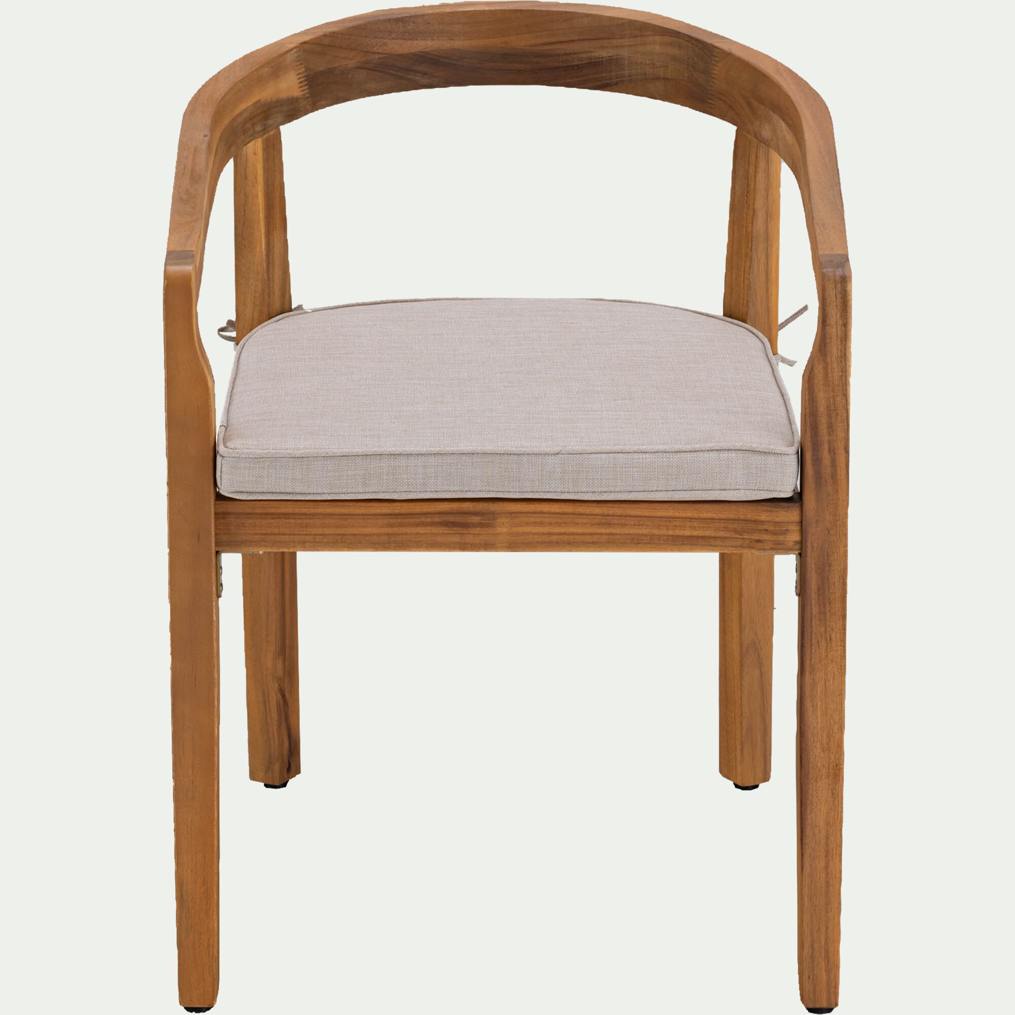 GARLABAN - Chaise de jardin avec accoudoirs en acacia avec coussin - bois clair