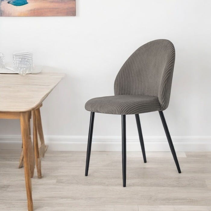 Chaise en tissu côtelé gris (lot de 2) IENA