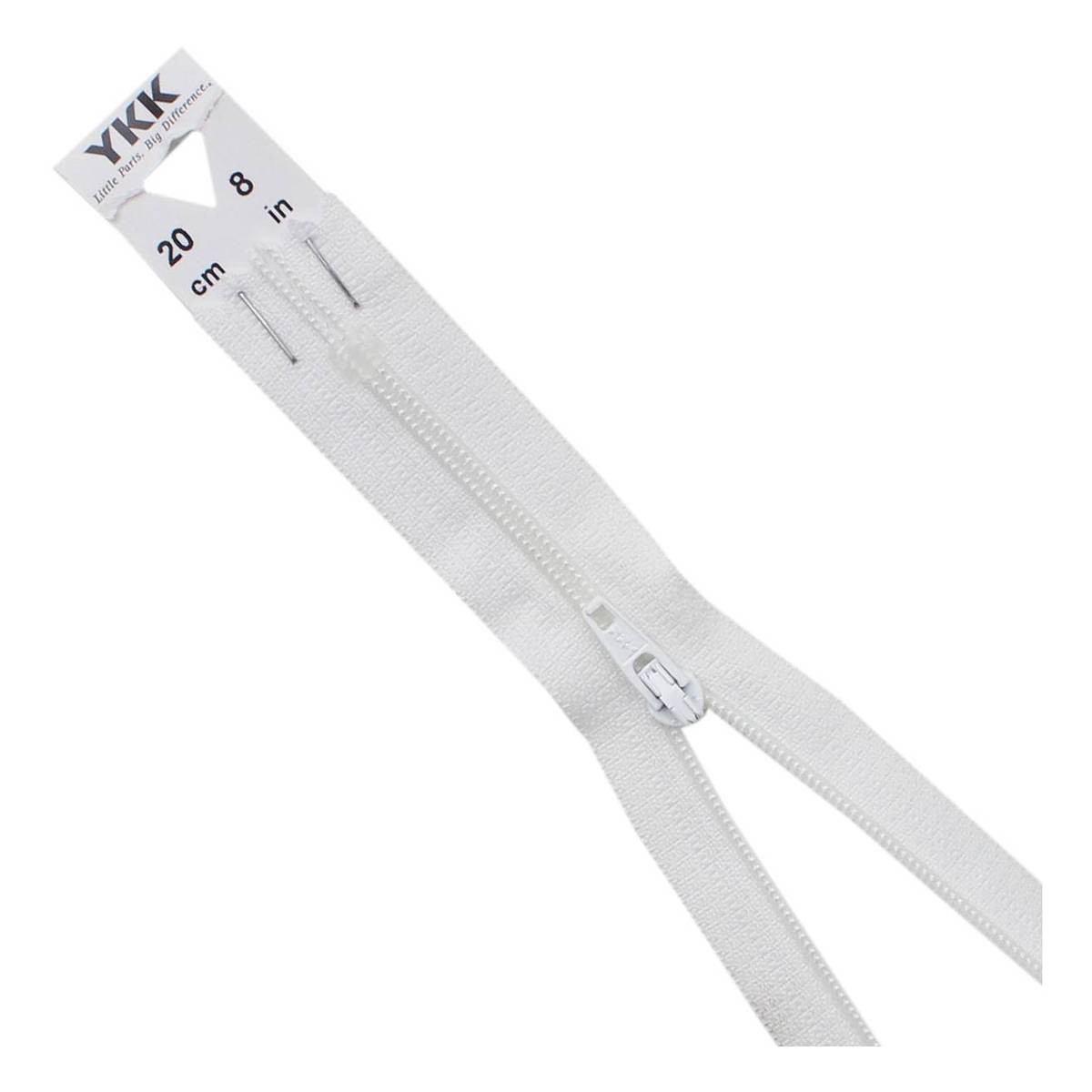 YKK White Dress and Skirt Zip 20cm