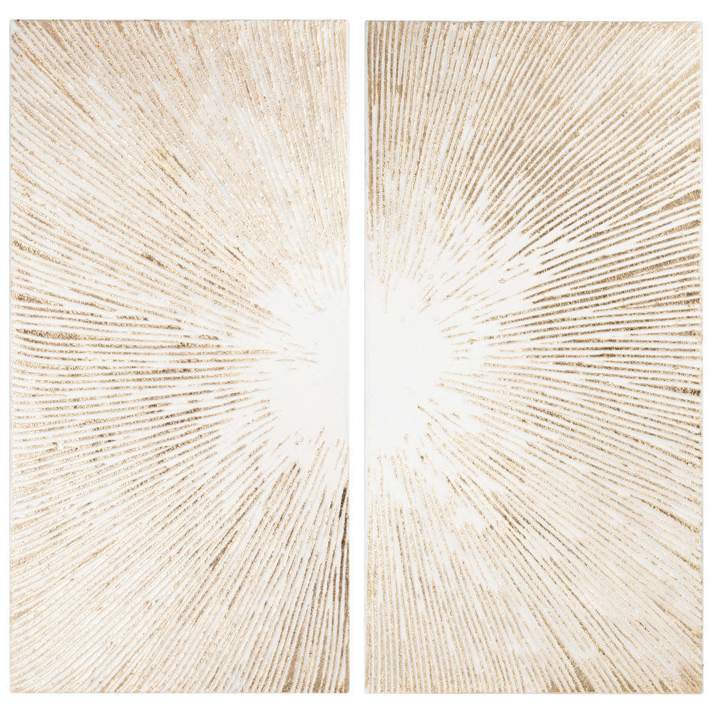 LULABIA - Diptyque toiles imprimé blanc et relief doré 90x90