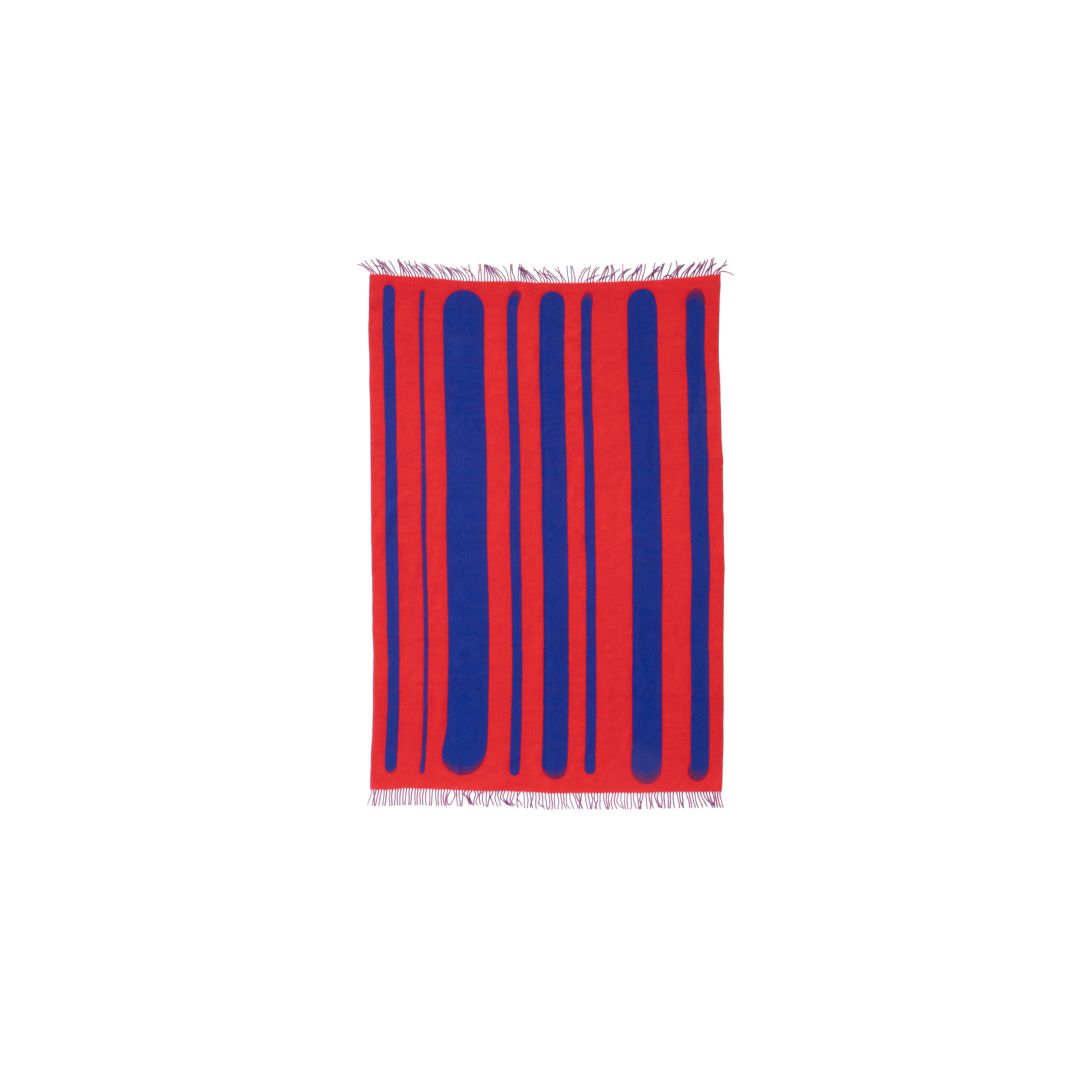 Blue and Red Woven Throw - Modern Vertical Stripe Pattern