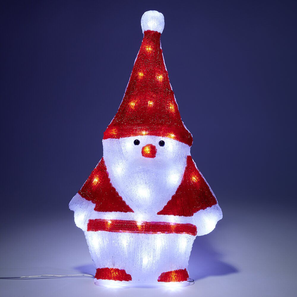Père No&euml;l 2D lumineux 30LED acrylique rouge et blanc H51 cm